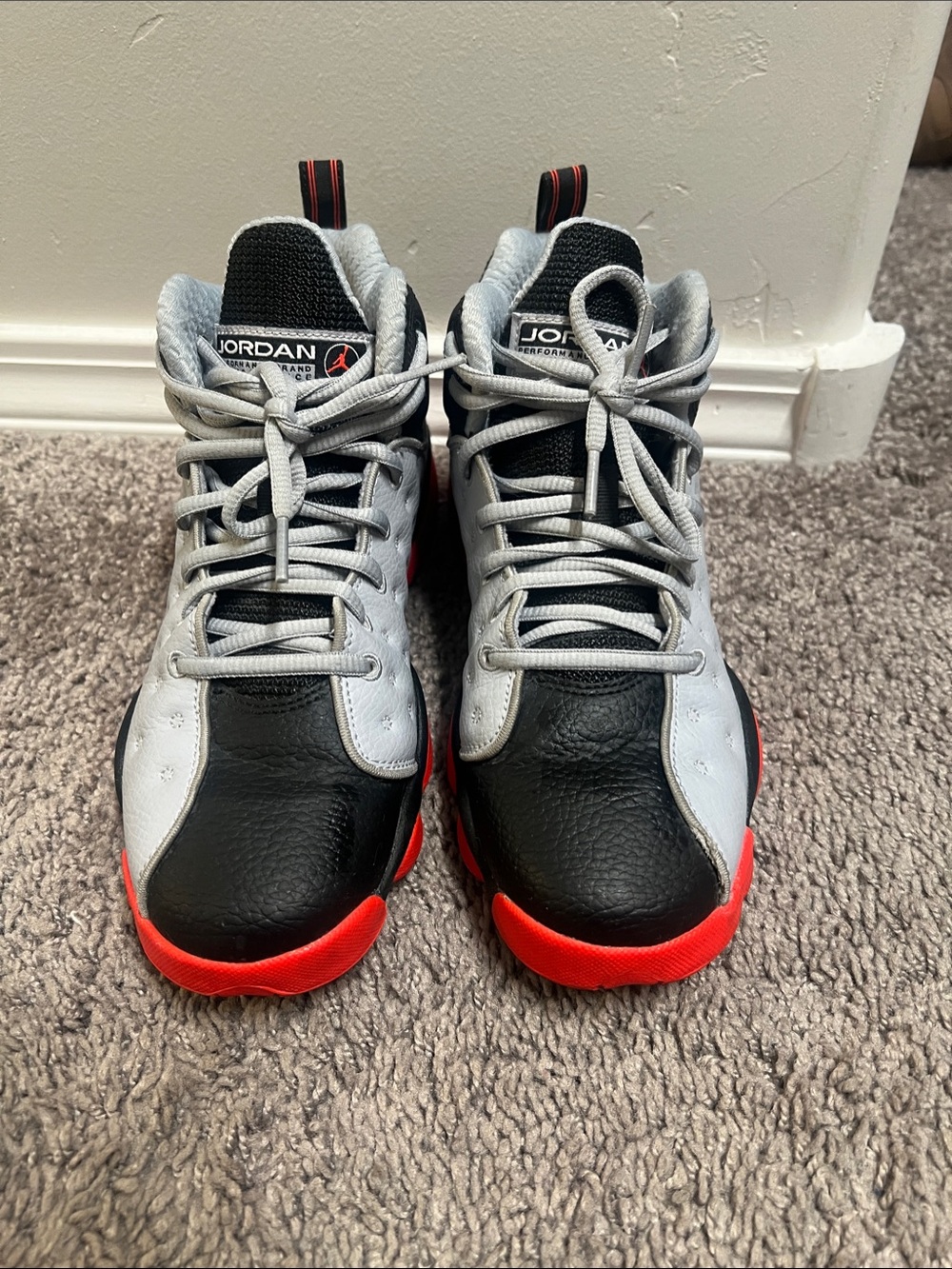 Jordan Black, Gray & Red High-Top Basketball Sneakers